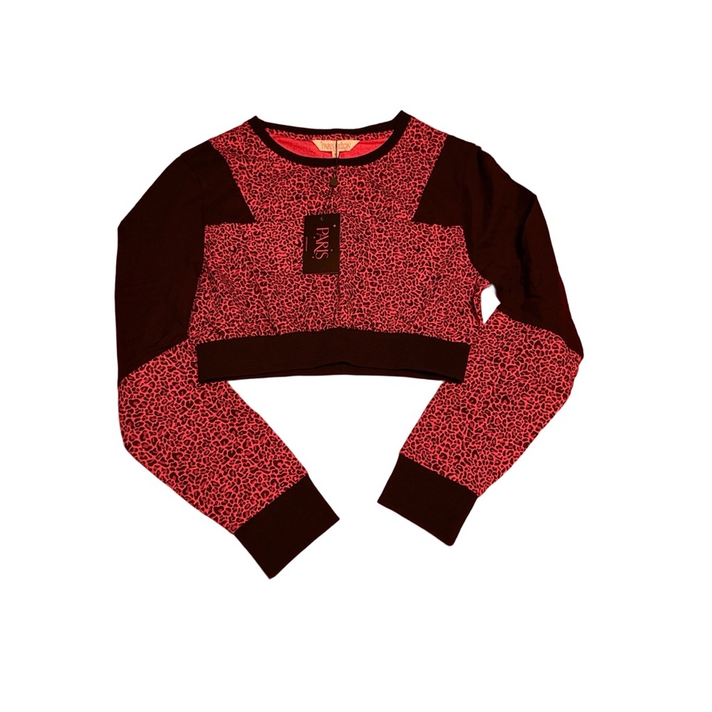 Paris Hilton Pink and Black Crew Neck Sweater